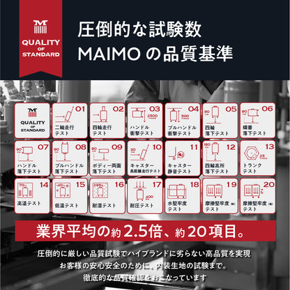 圧倒的な試験数
MAIMOの品質基準