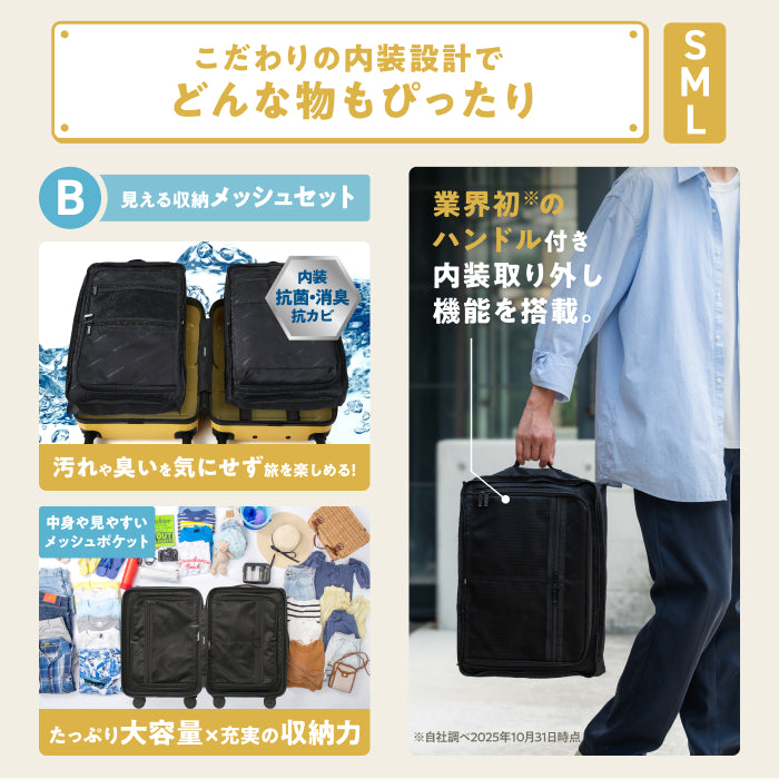 2種類内装洗える、交換できる　多段階調節可能キャリーバーに　5cm拡張　HACOBO plus