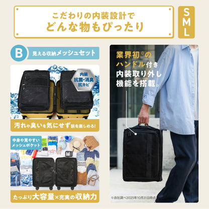 2種類内装洗える、交換できる　多段階調節可能キャリーバーに　5cm拡張　HACOBO plus